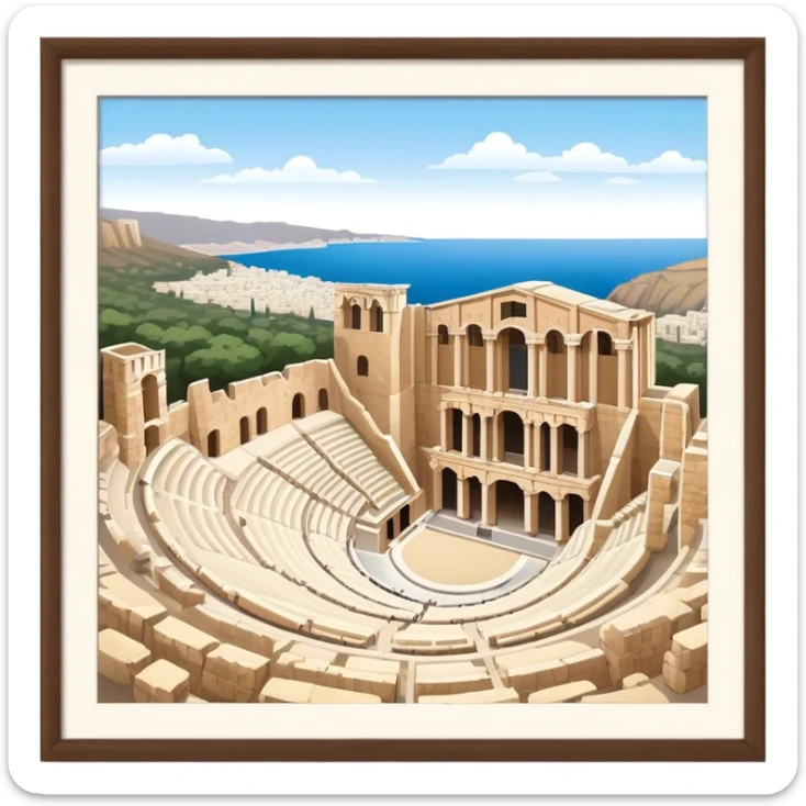 Odeon of Herodes Atticus Landmark Emoji – Depicting the ancient stone amphitheater on the Acropolis slopes. sticker