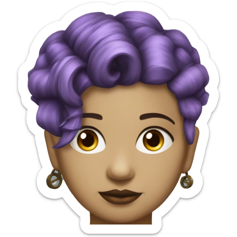 steampunk profile short hair faux-hawk purple Victorian on Caucasian girl with small nose round fat face sticker
