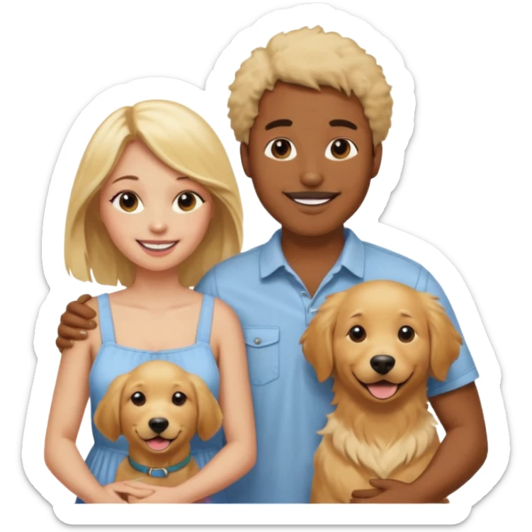 Um homem negro, uma mulher loira e um Golden retriever  sticker