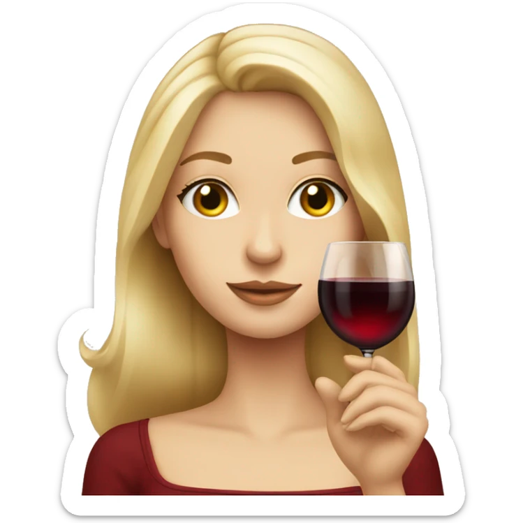 Pretty blonde, white girl holding a glass of red wine sticker