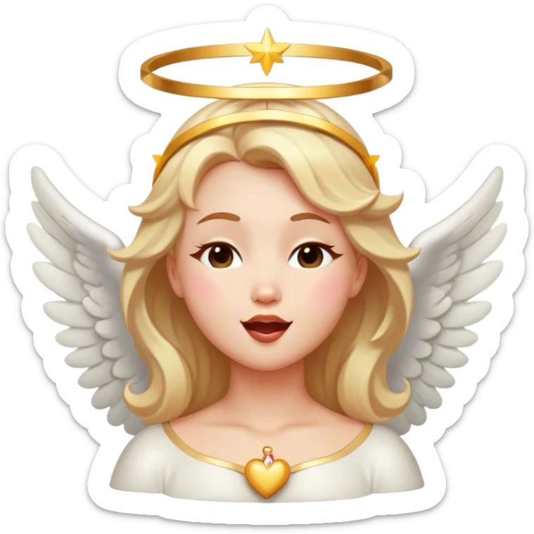 face with a wink with a kissing face with an angel halo on top  sticker