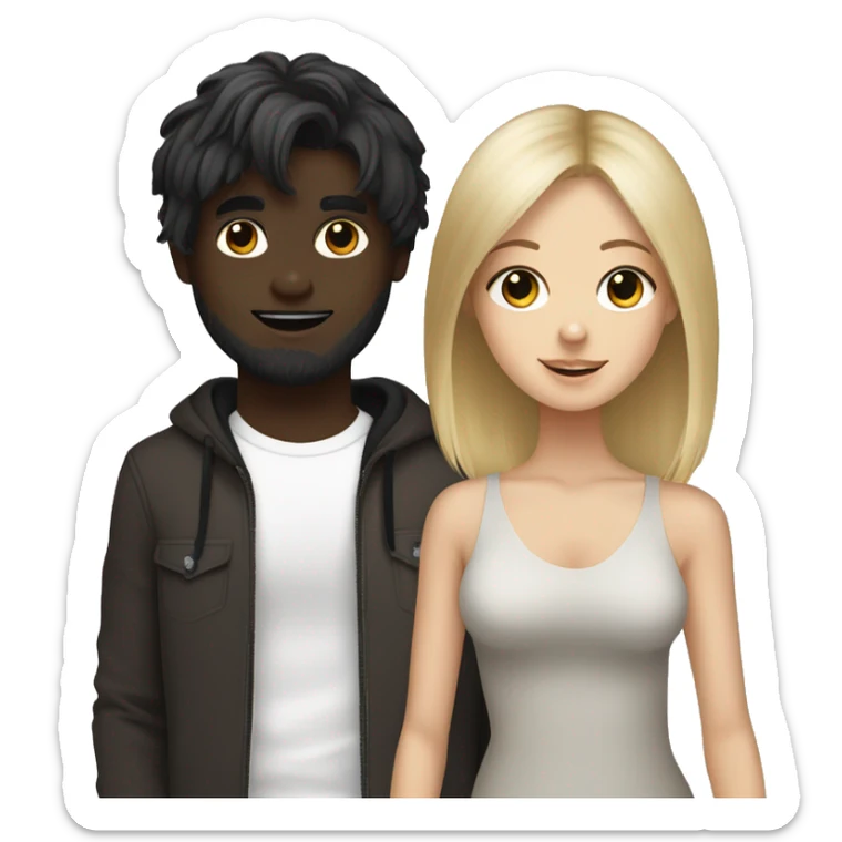 Blonde girl and brunette boy carrying black Shih Tzu sticker