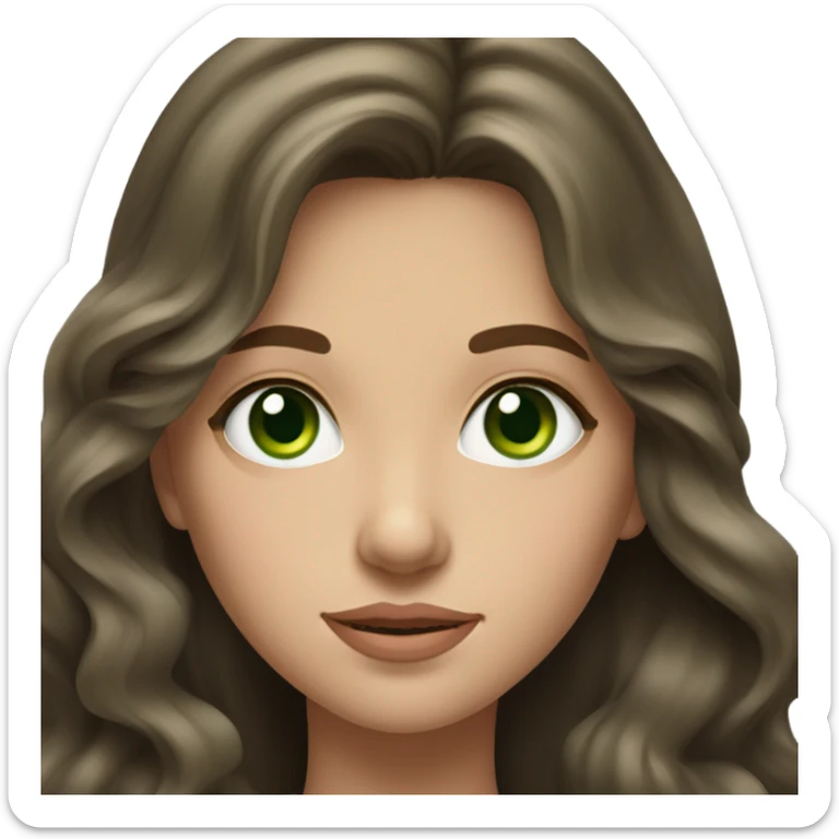 Russian brunette long wavy hair girl green eyes sticker
