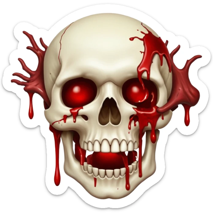 3D rotting corpse jumping in the air. In the style of your bloody skull art. More blood sticker