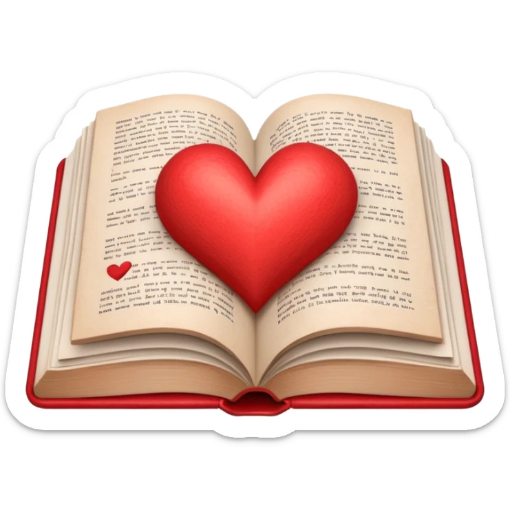 un libro abierto y que en sus paginas haya un corazon hecho con las manos sticker