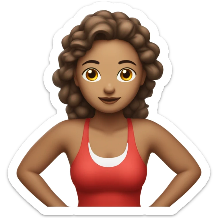 Mujer haciendo yoga con cabello color rojo y piel blanca con brillos alrededor  sticker