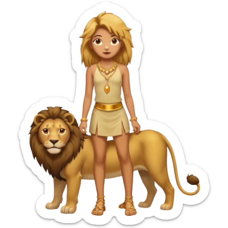 in lion family, only Kid Girl., full body, single tail sticker