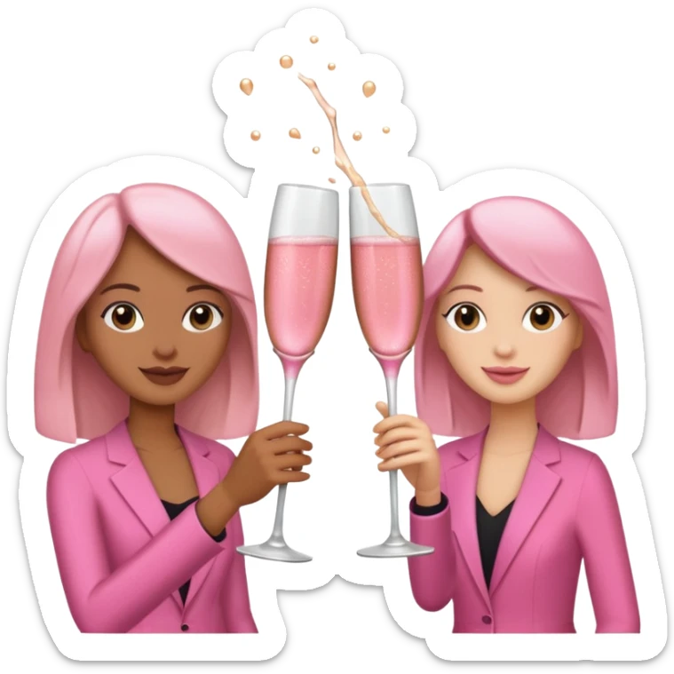 champagne glasses with pink champagne giving cheers two people sticker