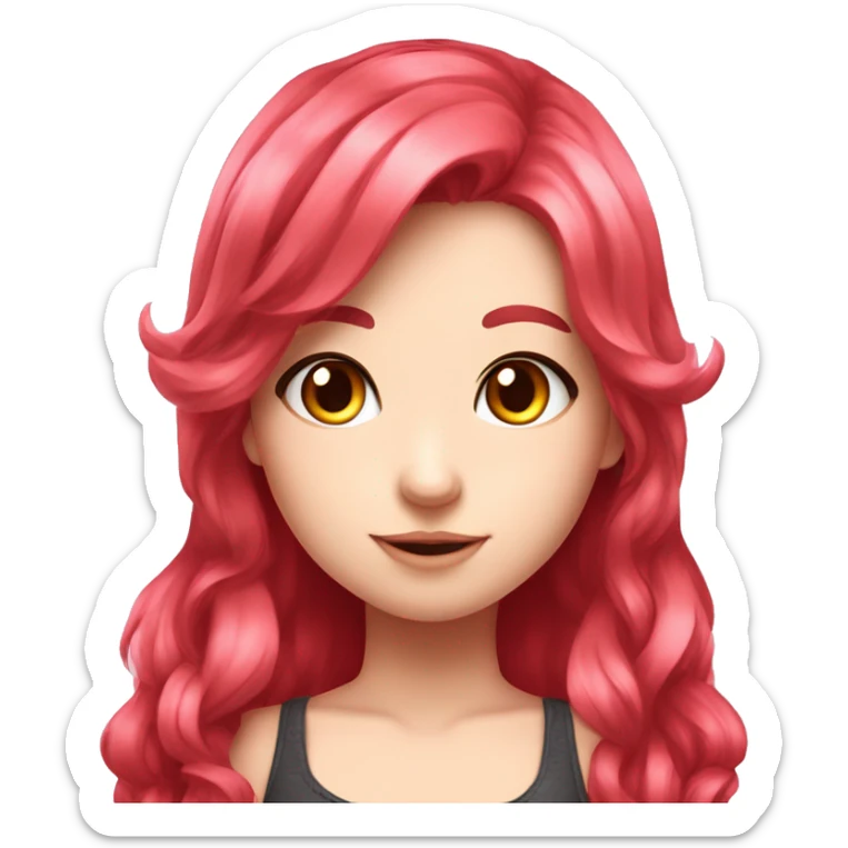 fair skin gamer girl with red hair wavy hair gamingheadset pink kawaii gamer shiny blushing cute girl gamer sticker