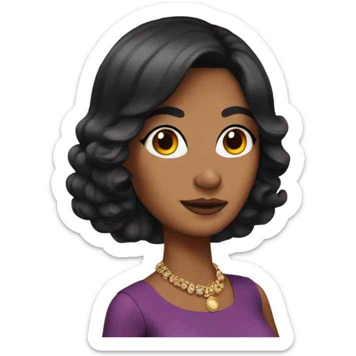 Tanned woman with black hair dressed in 1970s hair, makeup, and attire  sticker