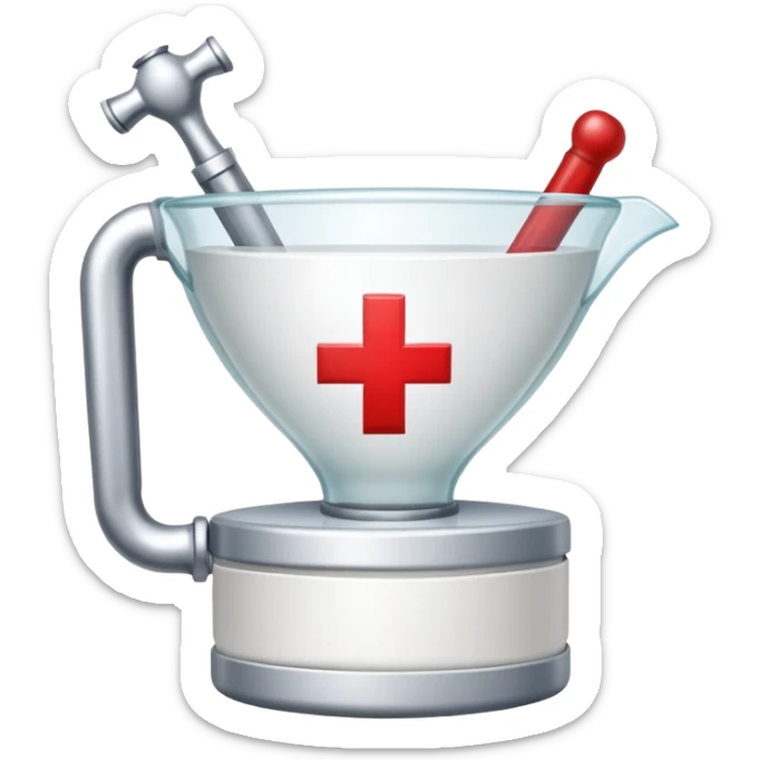 An icon featuring The Hygeia Vessel, a red cross, symbolizing medicine. The design includes medical tools and symbols, representing healthcare, diagnosis, and healing practices. Transparent background highlights the profession and study of medicine. sticker