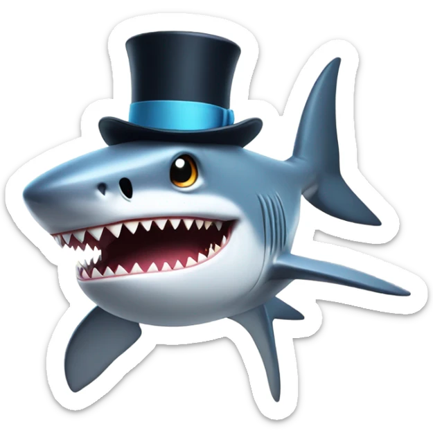Shark with a top hat sticker