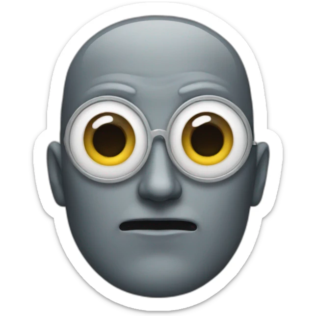 a man with owl eyes and mouth as if they were his own mouth and eyes sticker