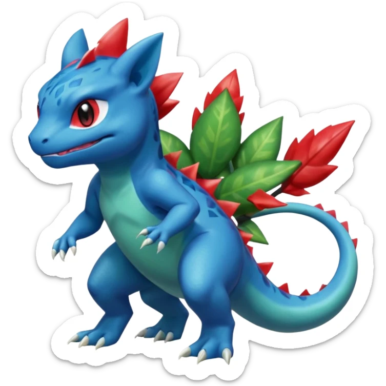 Shiny Aural Bulbasaur-Charmeleon-Inteleon-Sceptile-Greninja-Fakémon-fusion (full body) sticker