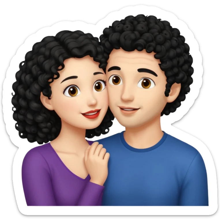 a handsome man with black curly hair tries to kiss a cute woman sticker