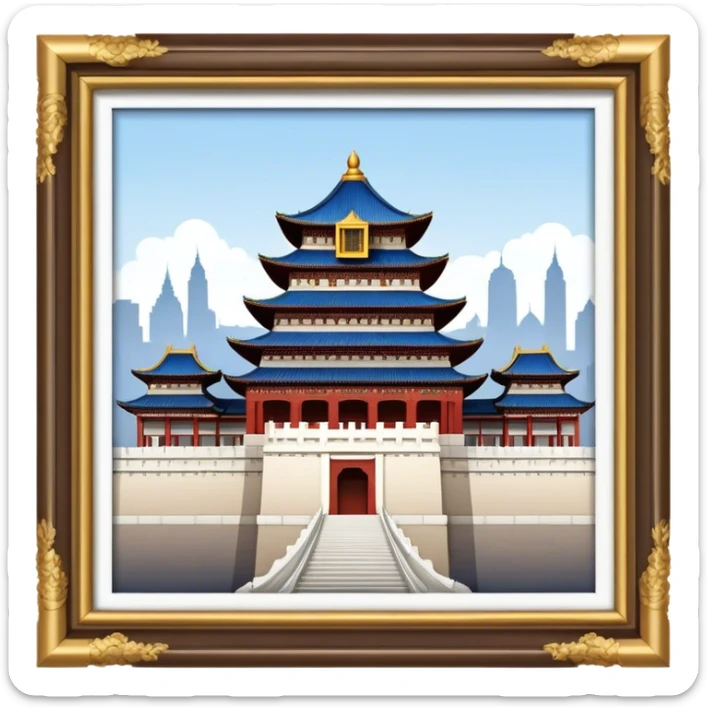 Cinematic Realistic Imperial City of Hu·∫ø Landmark Emoji, showcasing historic palaces and temples rendered with intricate textures and regal, soft lighting. sticker