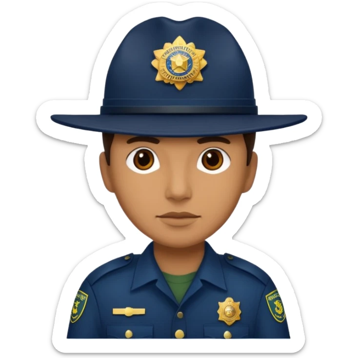 hazme un policia de fronteras con gorro azul oscuro pero sin porra sticker