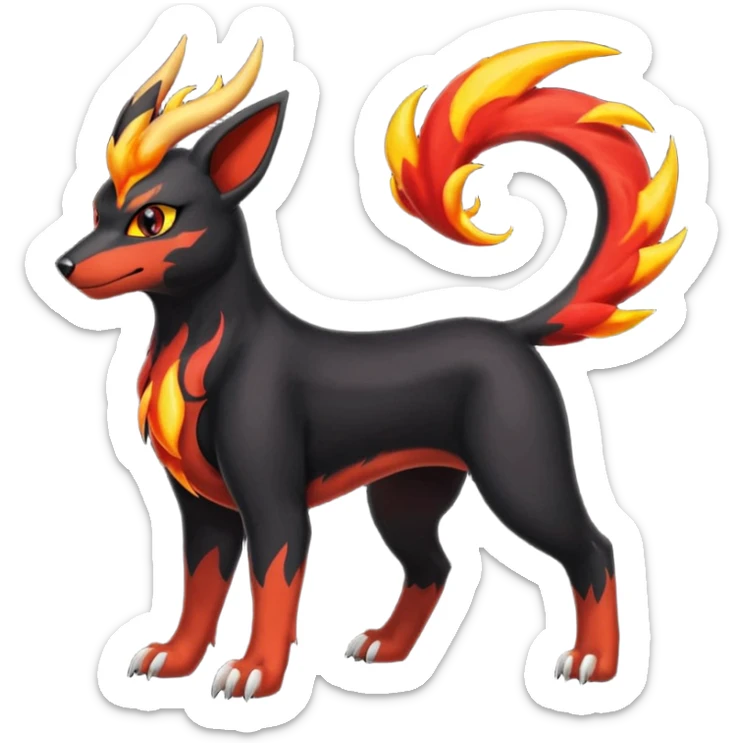 
Canine-Litten-Houndoom-Amaura-Salandit-Noibat-Flareon-Fakémon-fusion (full body) sticker