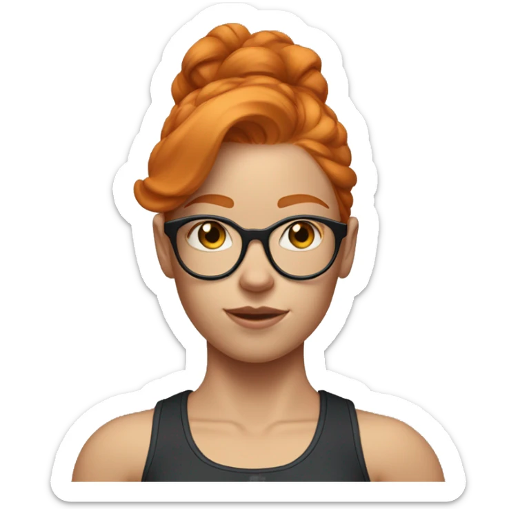 Ginger hair girl with eyeglasses and very aesthetic gym outfit lifting weights  sticker