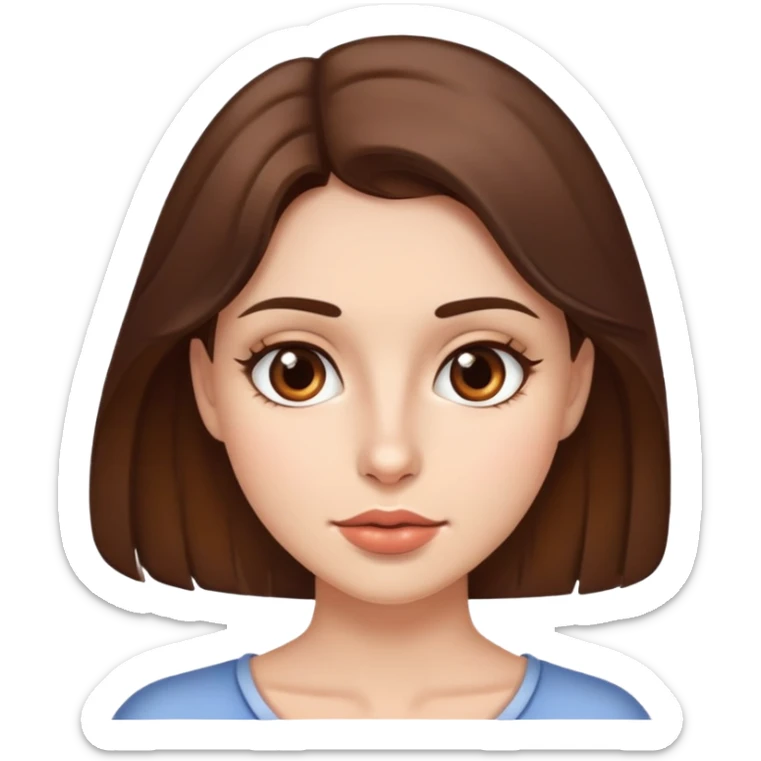 Mujer bonita con piel clara, ojos marrones y pelo castaño, y un lunar chico arriba de la boca a la derecha sticker