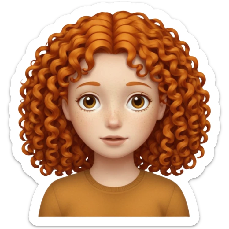 A ginger girl with curly hair in this style 👩🏼‍🦱 just the head no body sticker