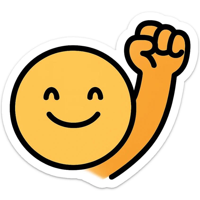very simple motivational emoji, easy to redraw, color outline, minimal shapes sticker