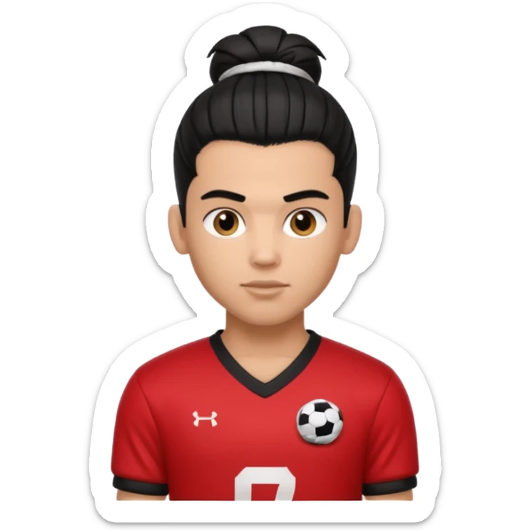 a pretty male bratz footballer. black hair tied in a manbun. light brown skin sticker
