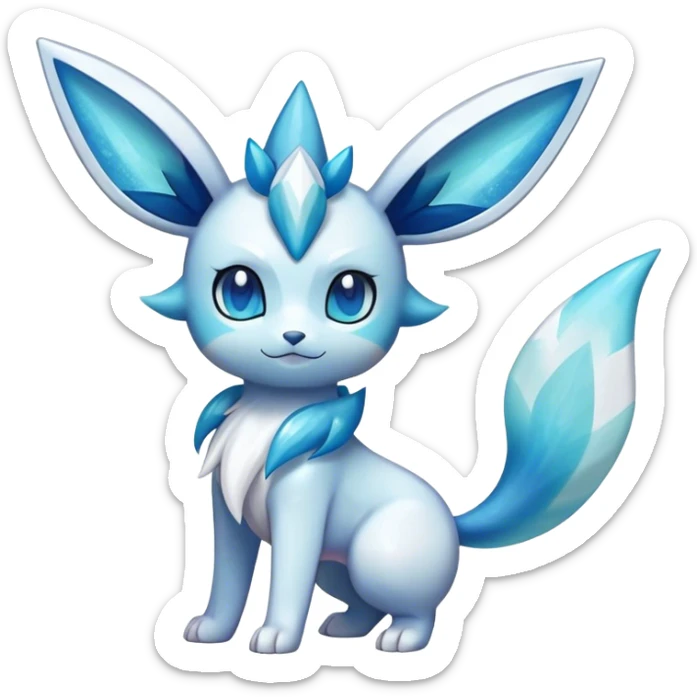 Shiny Cool Sparkly Cute Ethereal Glaceon-Sylveon-Vaporeon-Fakemon-hybrid-fusion- full body sticker