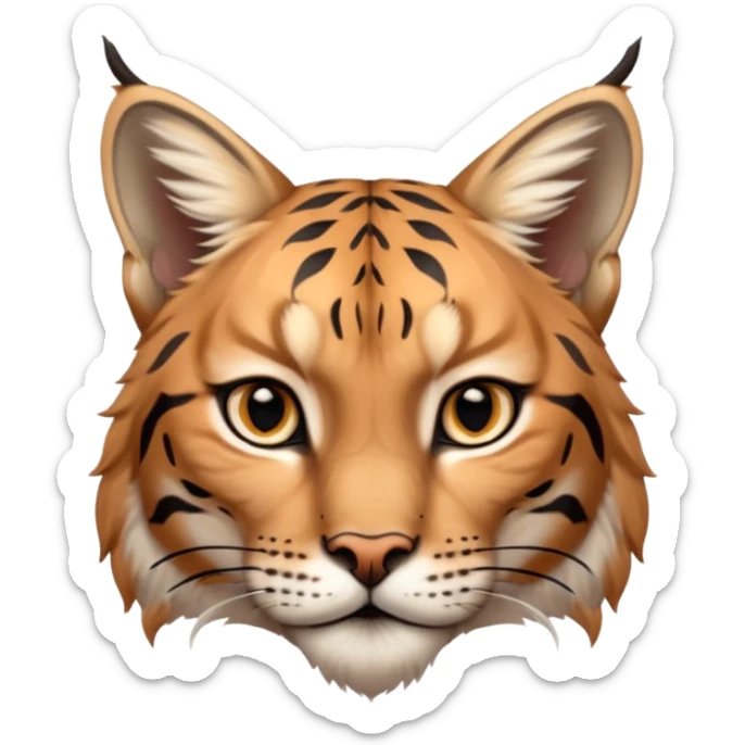 A high-resolution photo-realistic digital illustration of a majestic lynx, chest upward A high-resolution, photo-realistic digital illustration of a majestic young Eurasian lynx, shown from the shoulder upwards with tiger markings sticker