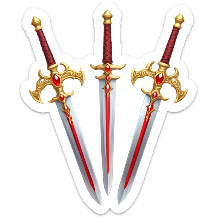 Two Golden royal swords with red gems sticker