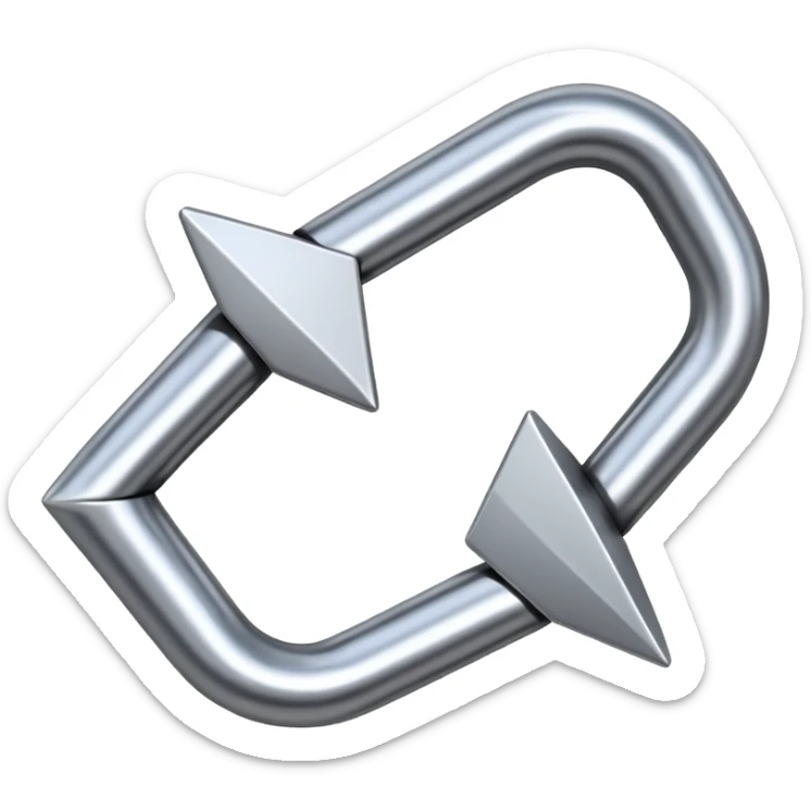 iOS emoji of a chain link morphing into a rightward arrow, conveying movement and guidance toward a goal, minimal and dynamic sticker