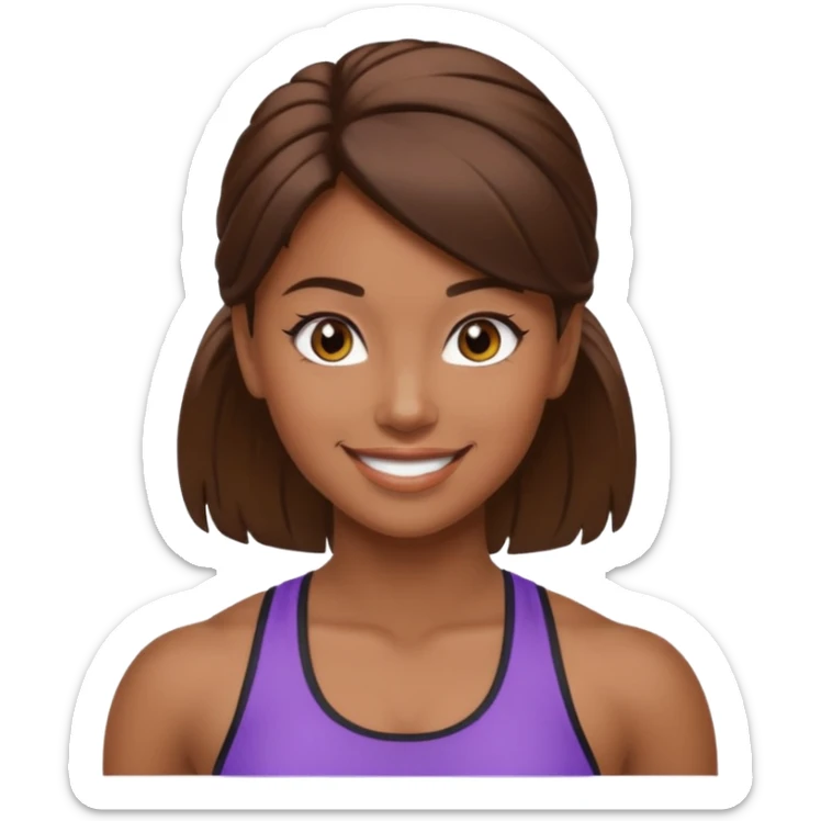 fitness girl, dark eyes, highlighted hair, brown skin sticker