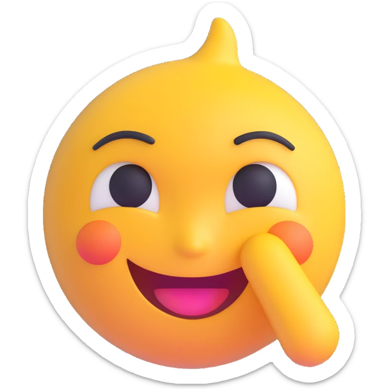 emoji with a big smile but a single tear, masking sadness with happiness sticker