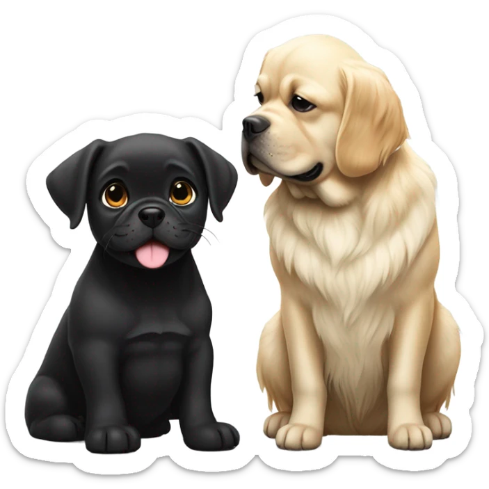 English cream golden retriever and a black frenchie as best friends sticker