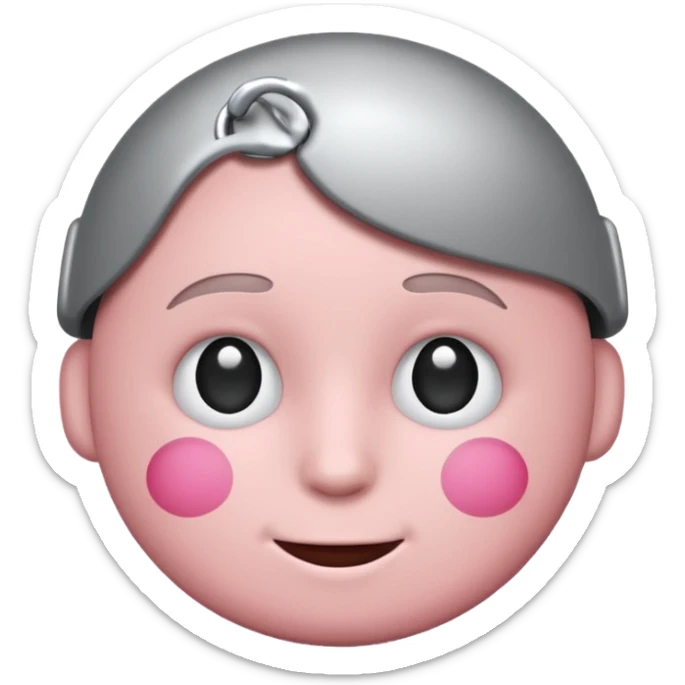 Make me a normal blush emoji with a gooner tag on top of the head (paperclip) and without the eyebrows of it apple style keep it sticker