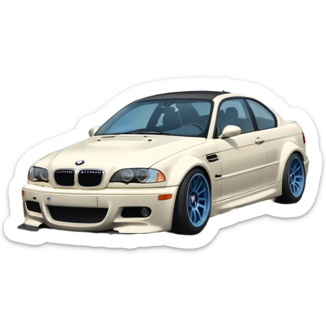 As the BMW M3 E46 drifts around a corner, a slight wisp of smoke should rise from its rear, and its wheels should appear at a certain angle to the turn. Merge the car with the road so it doesn't disappear sticker
