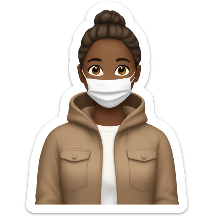 aesthetic girl wearing facemask tan skin brown hair sticker