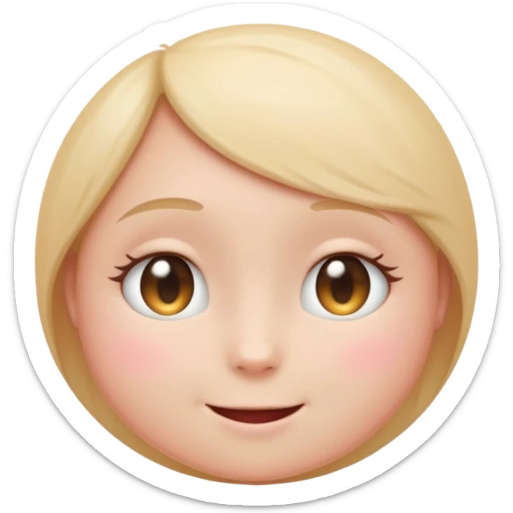 “Pastel round emoji with shy sparkling eyes, gentle blush, trembling smile, hidden heart, soft glow—expressing quiet love, vulnerability, and tender emotions no hair sticker