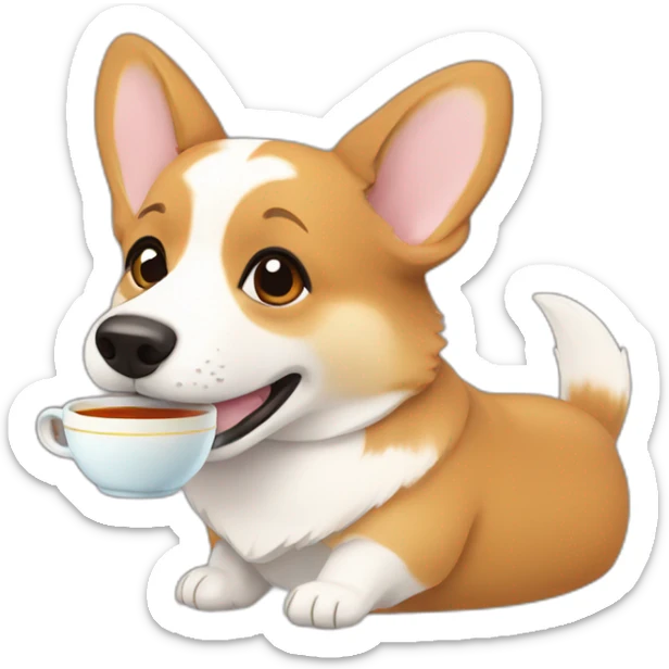 Corgi sipping tea sticker