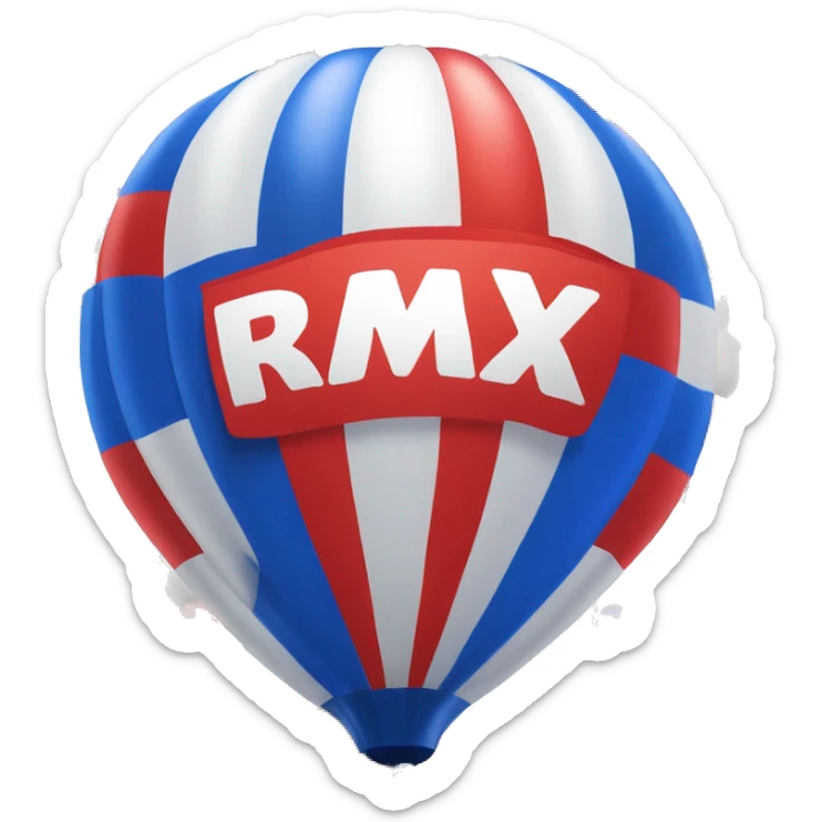 FOR RE/MAX COMPANY balloon with colors red, white and blue. In the middle of it there is the name of company  sticker