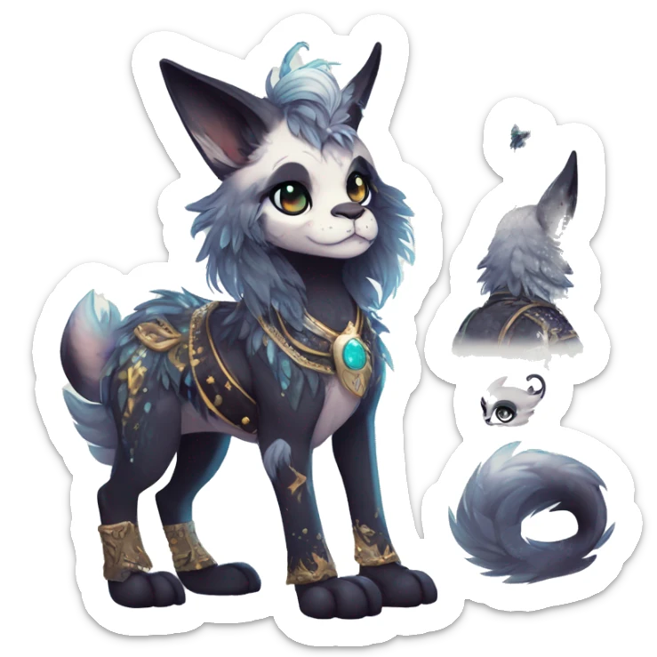 cute Kawaii edgy fantasy animal sparkle fursona Fionbri creature by griffsnuff & LiLaiRa & Falvie full body sticker