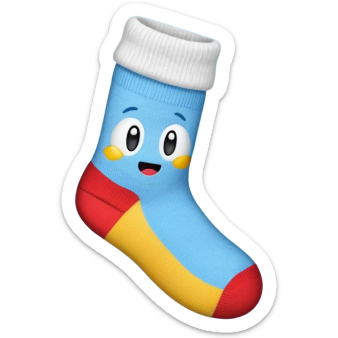 cute emoji of a worn-out sock with a hole at the big toe sticker
