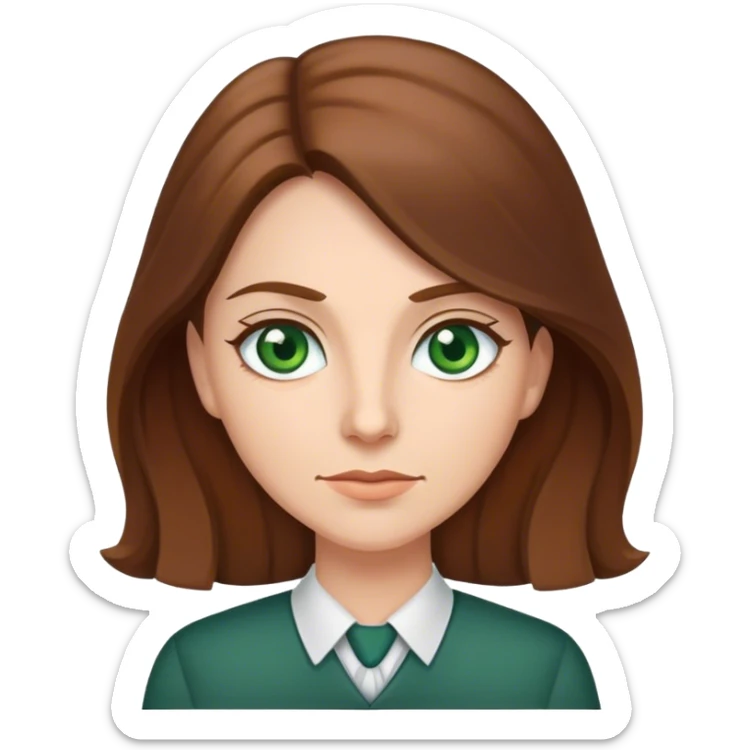 Ironic  female teacher with long Brown hair and Green eyes sticker