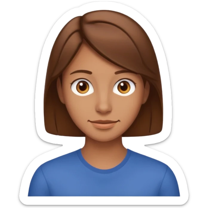 emoji of a 30-year-old person with brown hair and a friendly expression sticker