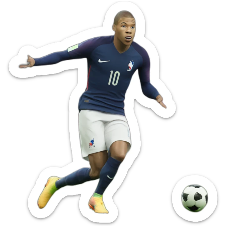 Kylian Mbappé jouant au foot avec l'équipe de France sticker