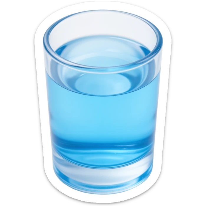 glass of water icon, with realistic reflections and transparency, skeuomorphism style sticker