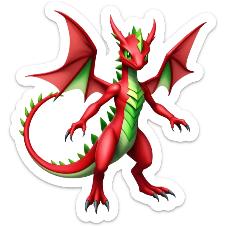  Cool Edgy Shiny Futuristic Ethereal Legendary Scizor-Charmeleon-Digimon-Schyther-Flygon-hybrid full body sticker