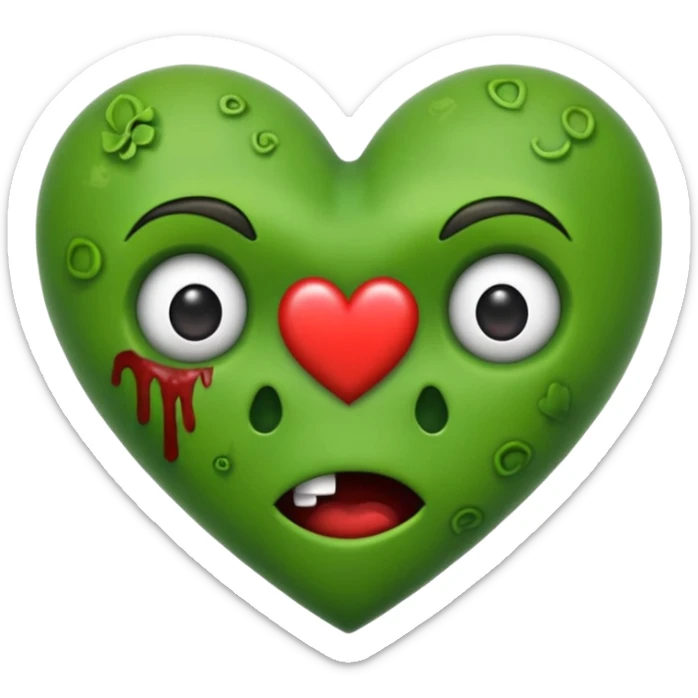 Zombies made out of heart emojies fighting with green skin sticker