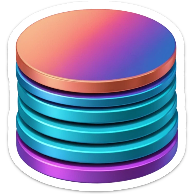 Stack of coins in gradient of turquoise, blue, pink, purple, and coral color sticker