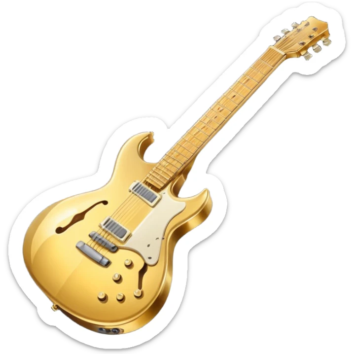 cinematic-realistic-guitar,-polished-metal,-warm-golden-reflections-dancing-along-its-surface,-soft-hands-carefully-positioned-over-the-keys,-glowing-with-an-elegant-and-airy-charm. sticker